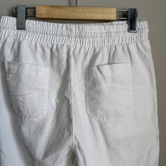 Simply Blessed Women's M Rayon/Linen Pull-On High-Rise Beach Pants White Ankle - Picture 8 of 15